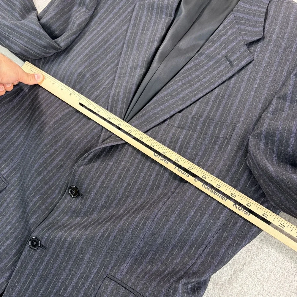 VTG Hickey Freeman Suit Men 44R Gray Striped Wool Pleated Pants 38x28 USA Made